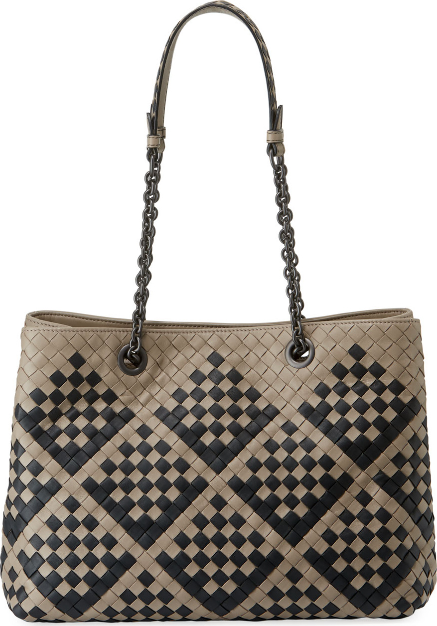 Bottega Veneta Intrecciato Pavone Zip Shoulder Tote Bag