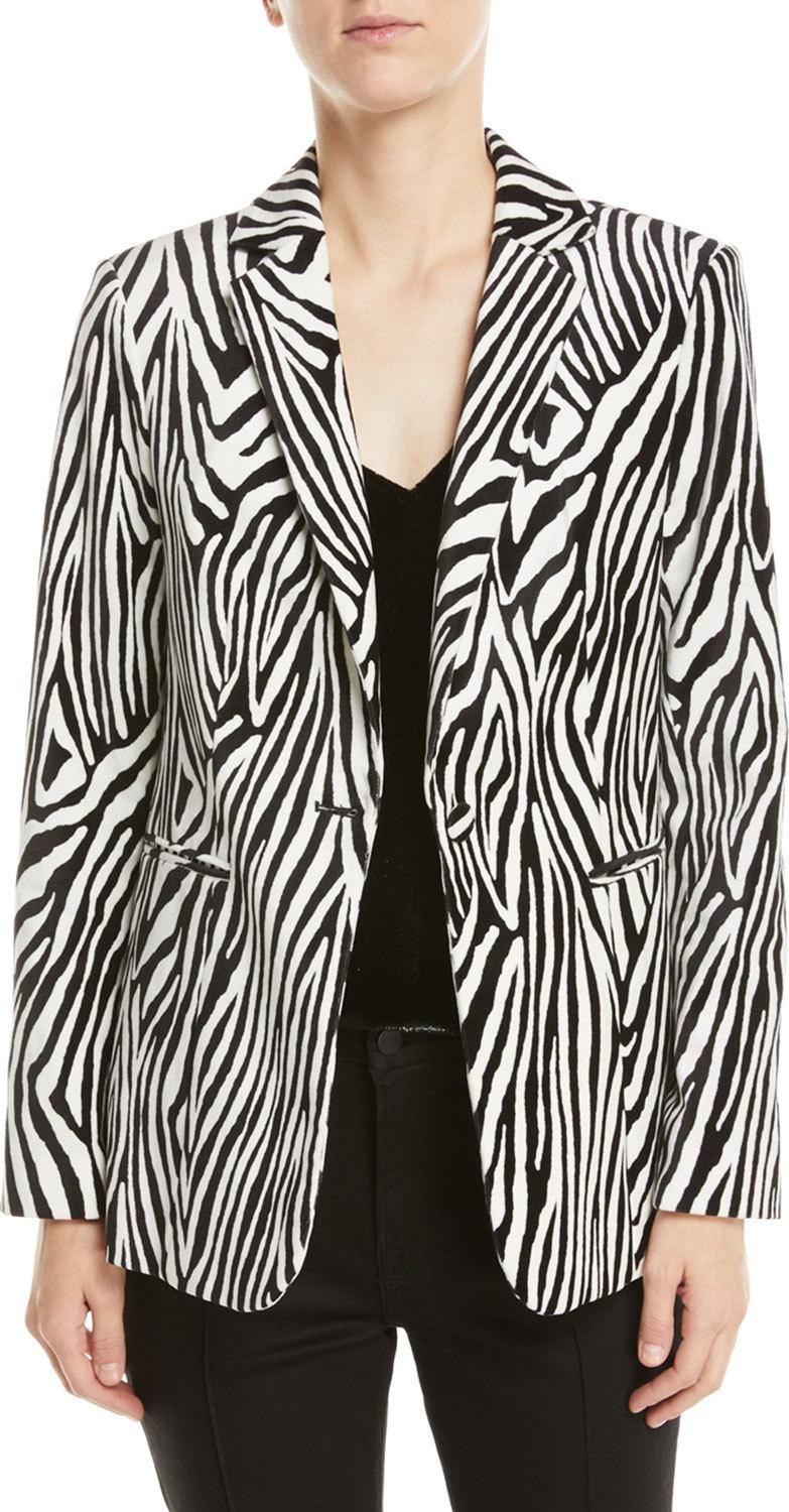 FRAME DENIM Zebra-Print Single-Button Blazer