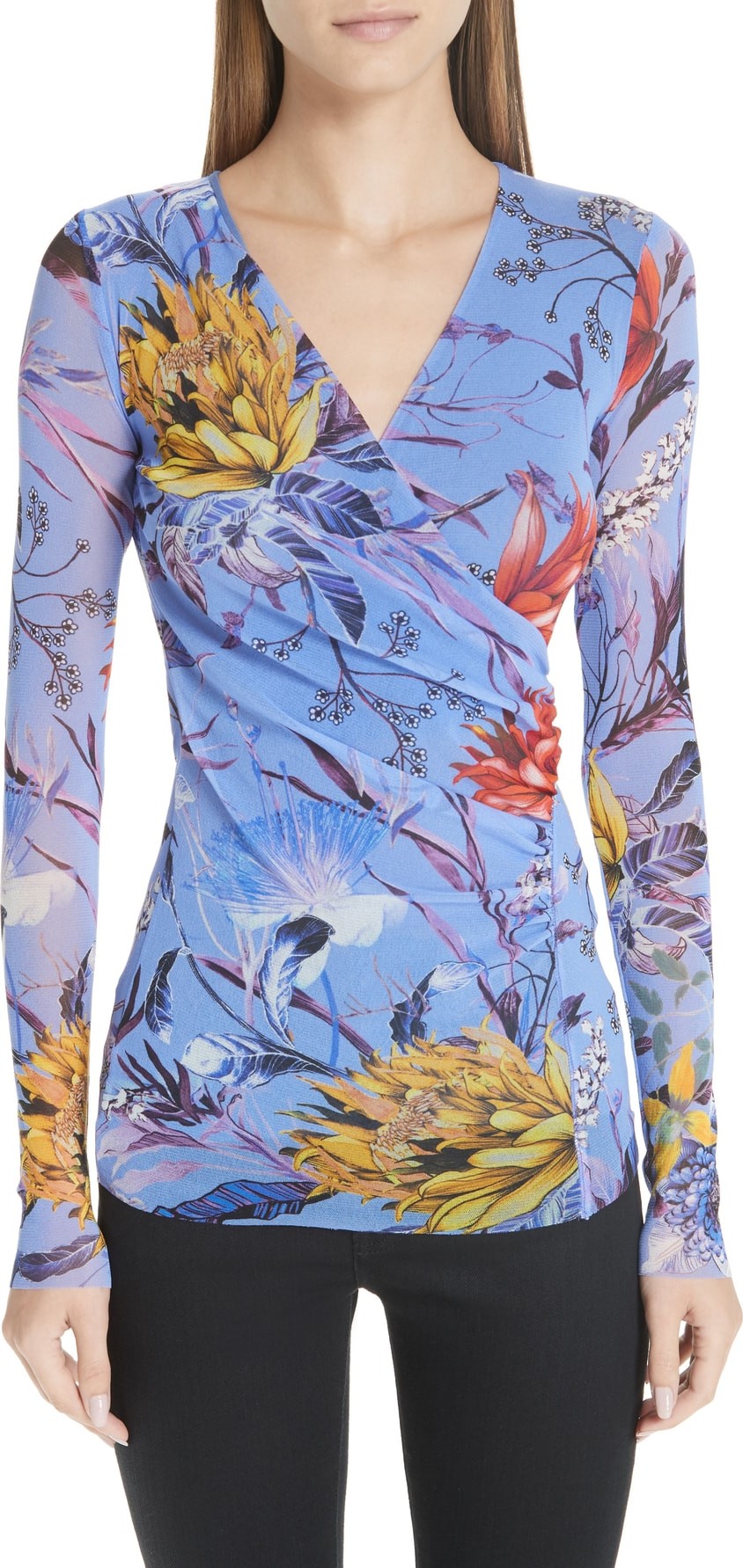 Fuzzi Floral Tulle Wrap Top