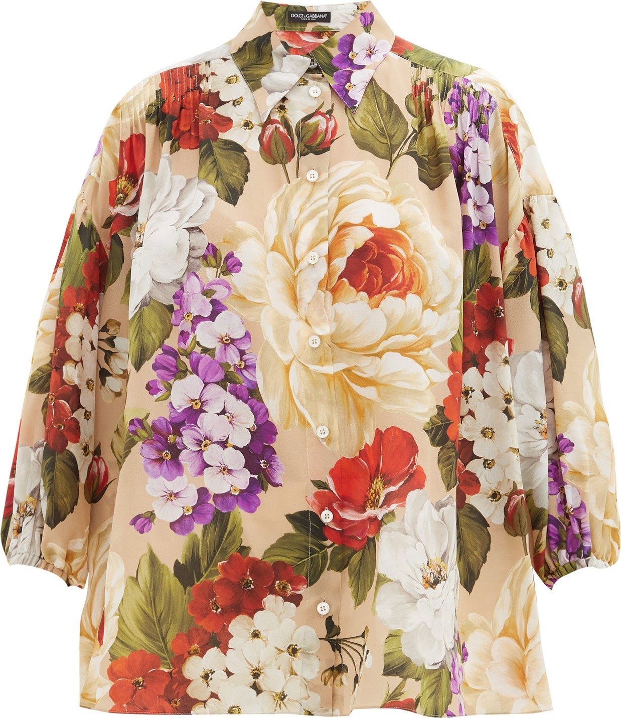 Dolce & Gabbana Floral-print silk-crepe shirt