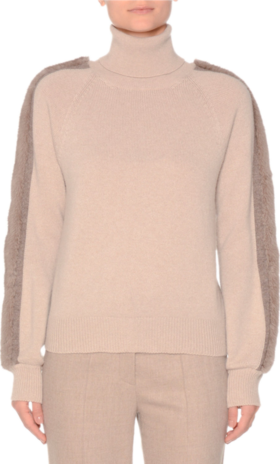 Agnona Turtleneck Cashmere Sweater with Mink