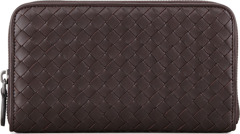 Bottega Veneta Continental Zip-Around Wallet, Dark Brown