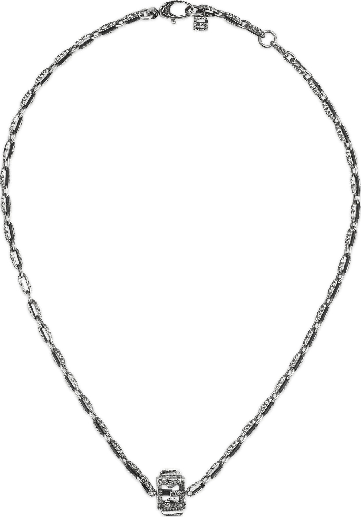 Gucci Sterling Silver G-Cube Necklace with Crystal