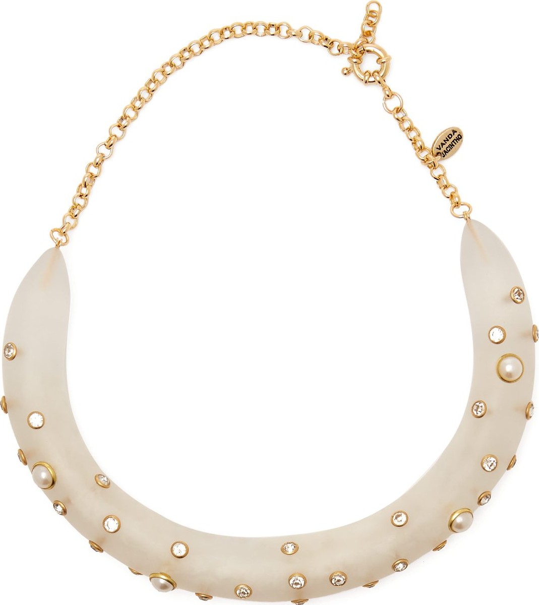 Vanda Jacintho Pearl and crystal-embellished resin choker