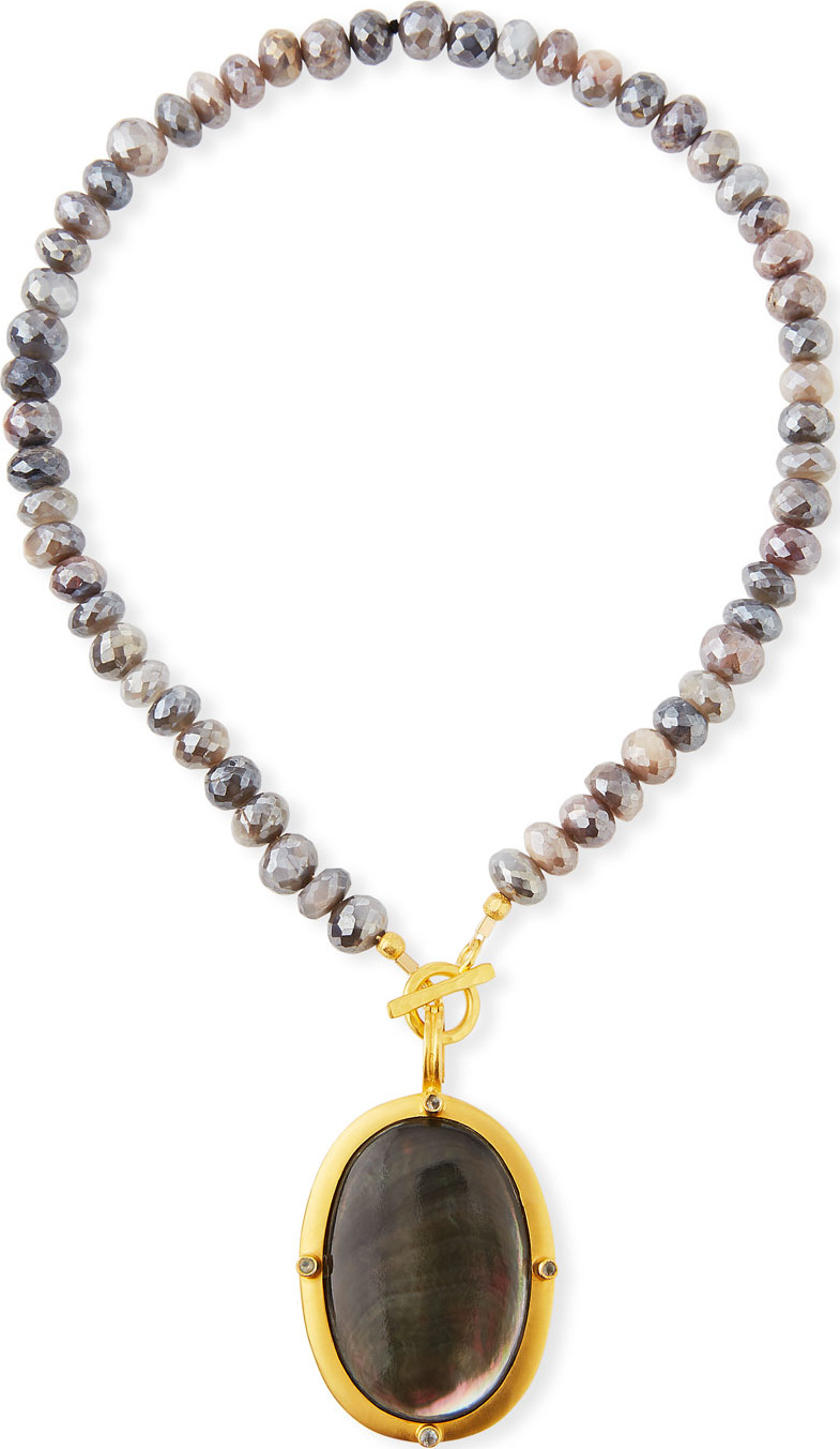 Dina Mackney Titanium Moonstone & Black Mother-of-Pearl Necklace