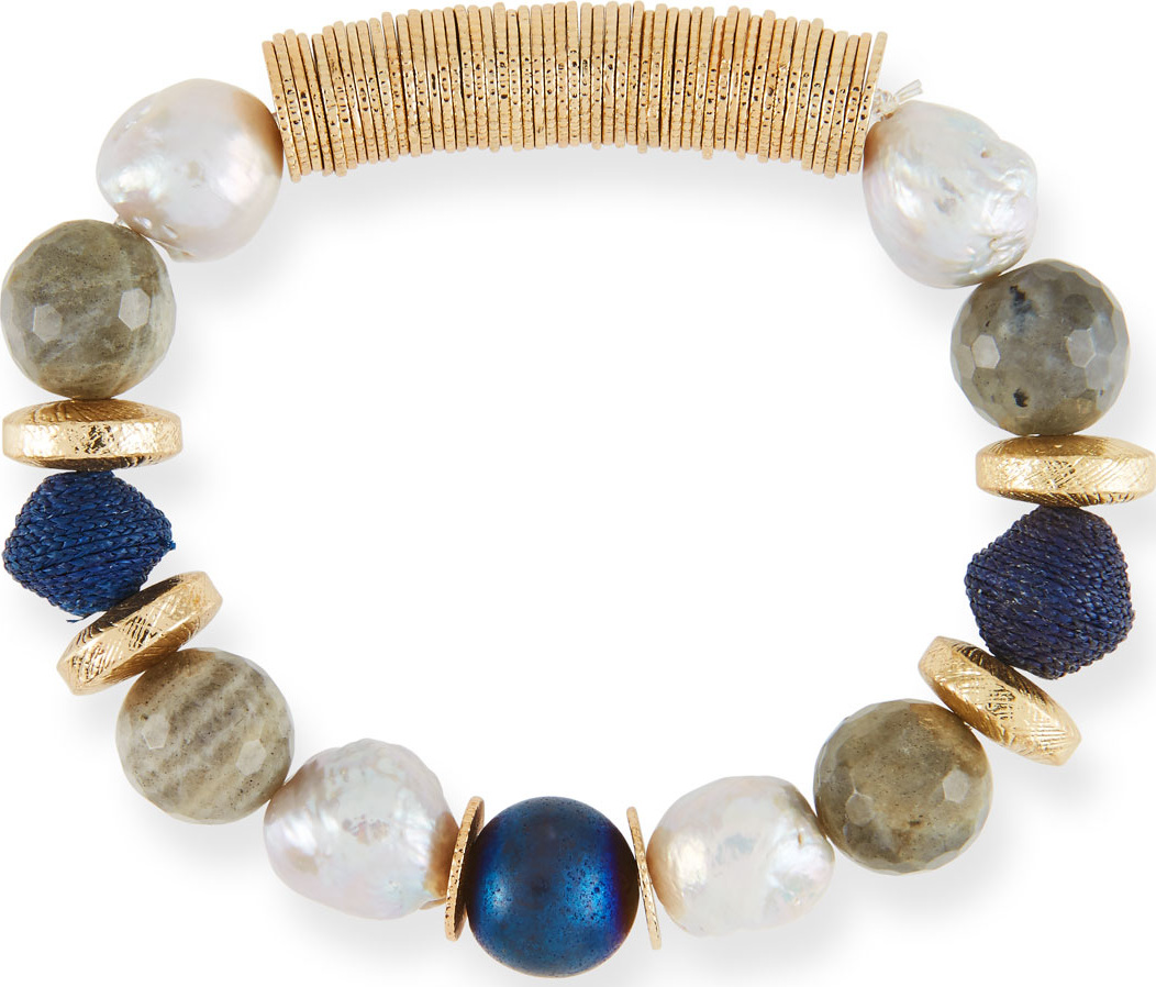 Akola Stone & Disc Chunky Stretch Bead Bracelet