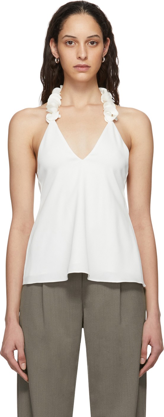 Christopher Esber White Coiled Lei Cami Tank Top