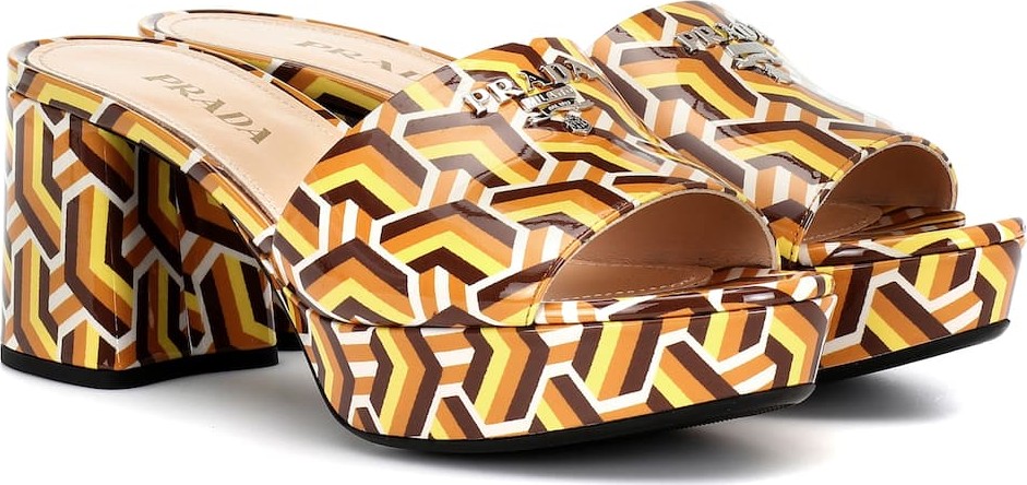 Prada Printed leather plateau sandals