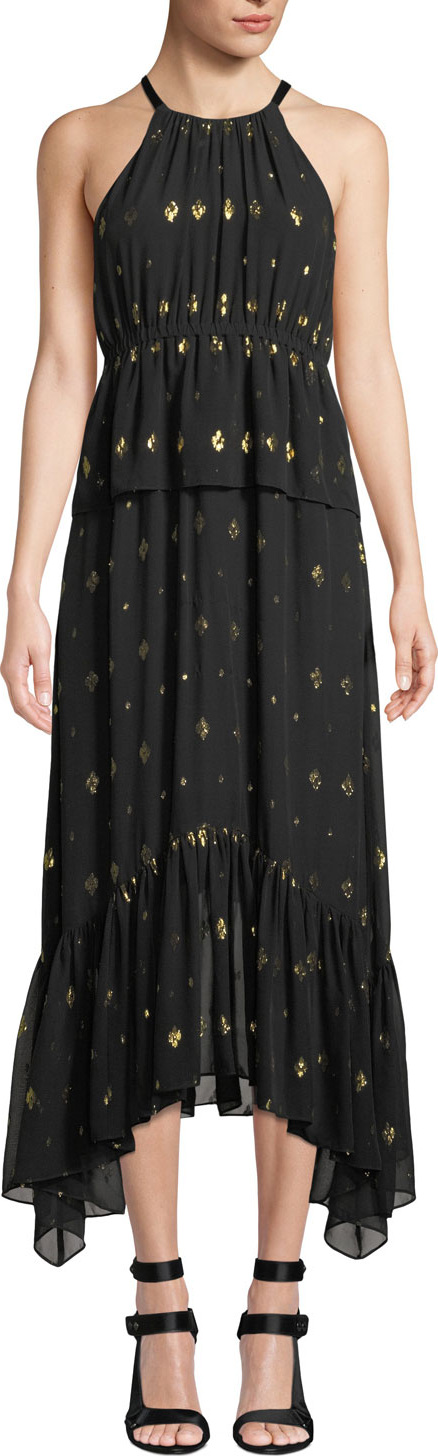 A.L.C. Rosa High-Neck Metallic Long Dress