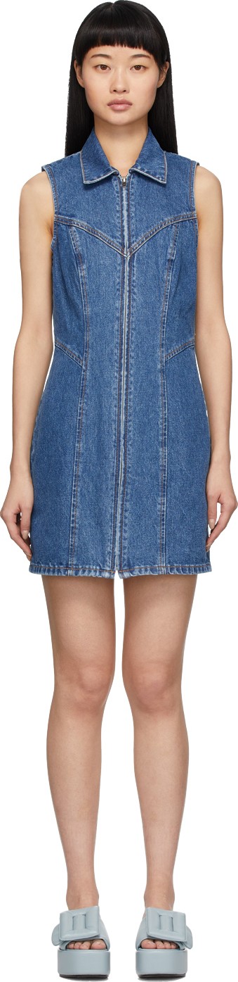 Grlfrnd Blue Denim Colette Short Dress