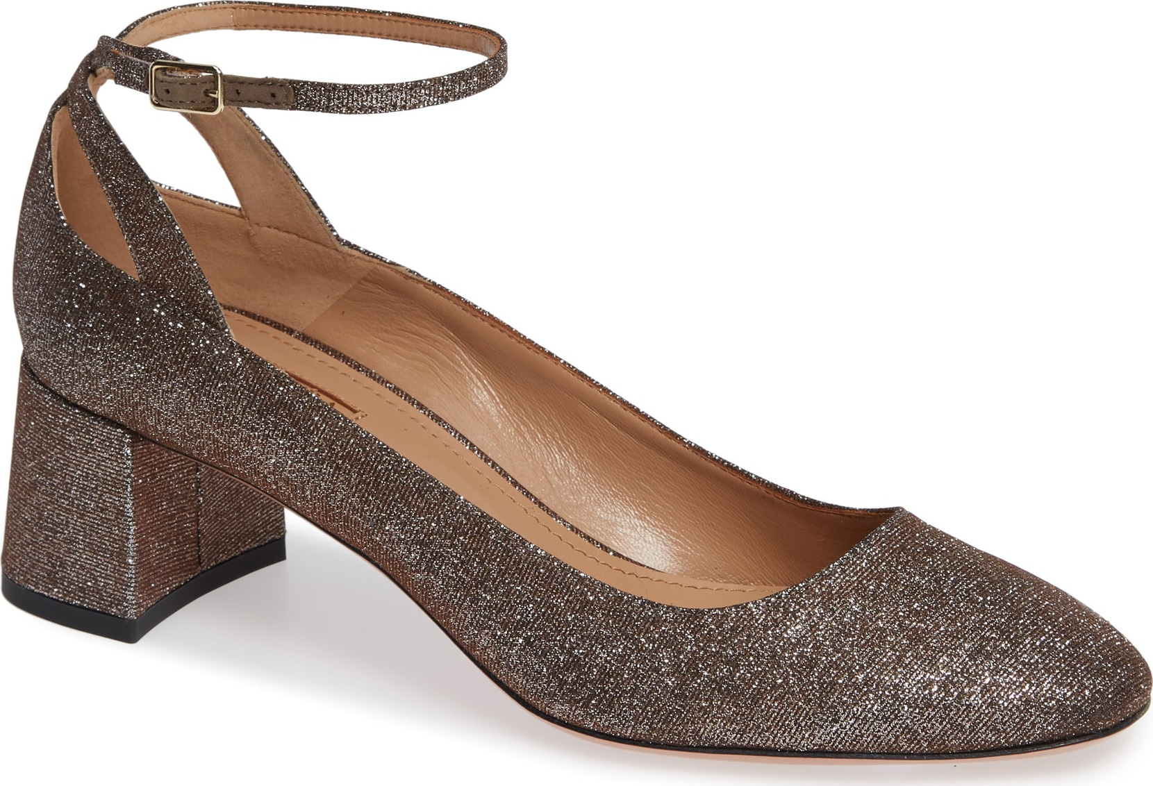 Aquazzura Rivoli Metallic Ankle Strap Pump