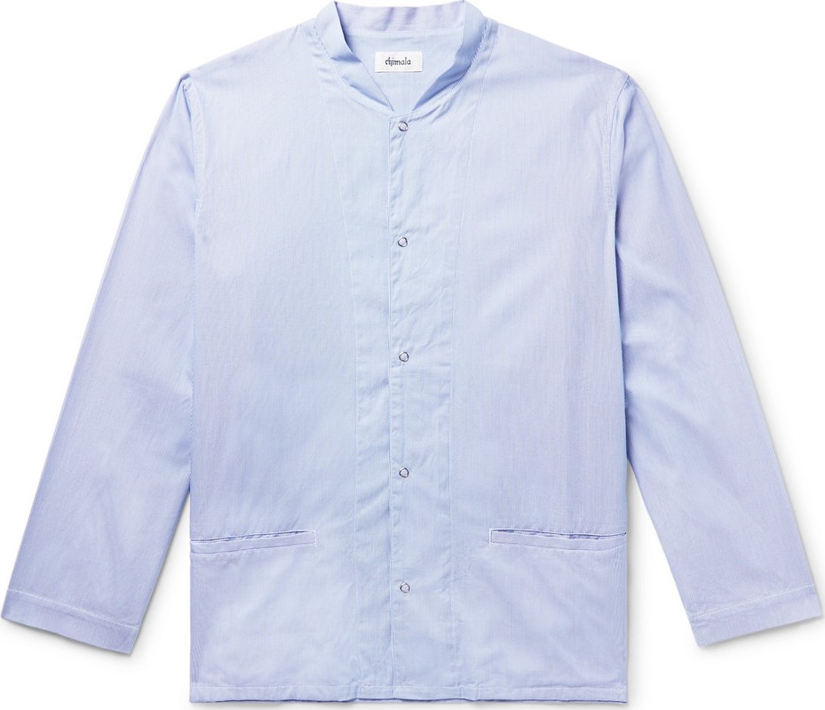 Chimala Grandad-Collar Striped Cotton Shirt
