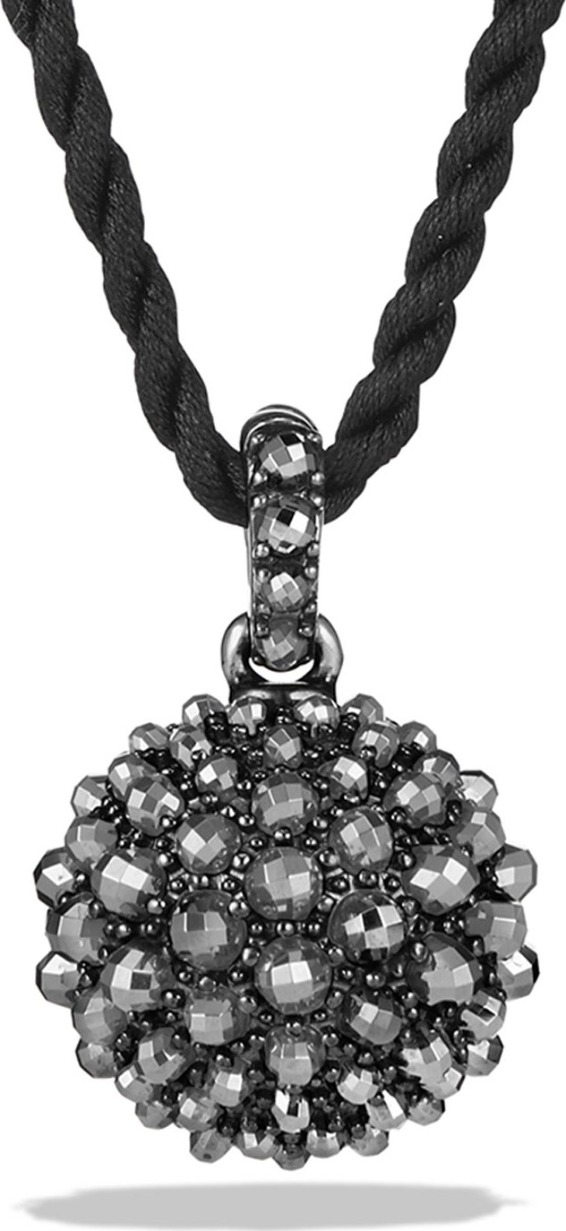 David Yurman 20mm Cable Berries Faceted Hematine Pendant Necklace, 42"