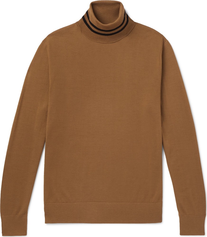 Dries Van Noten Striped Merino Wool Rollneck Sweater