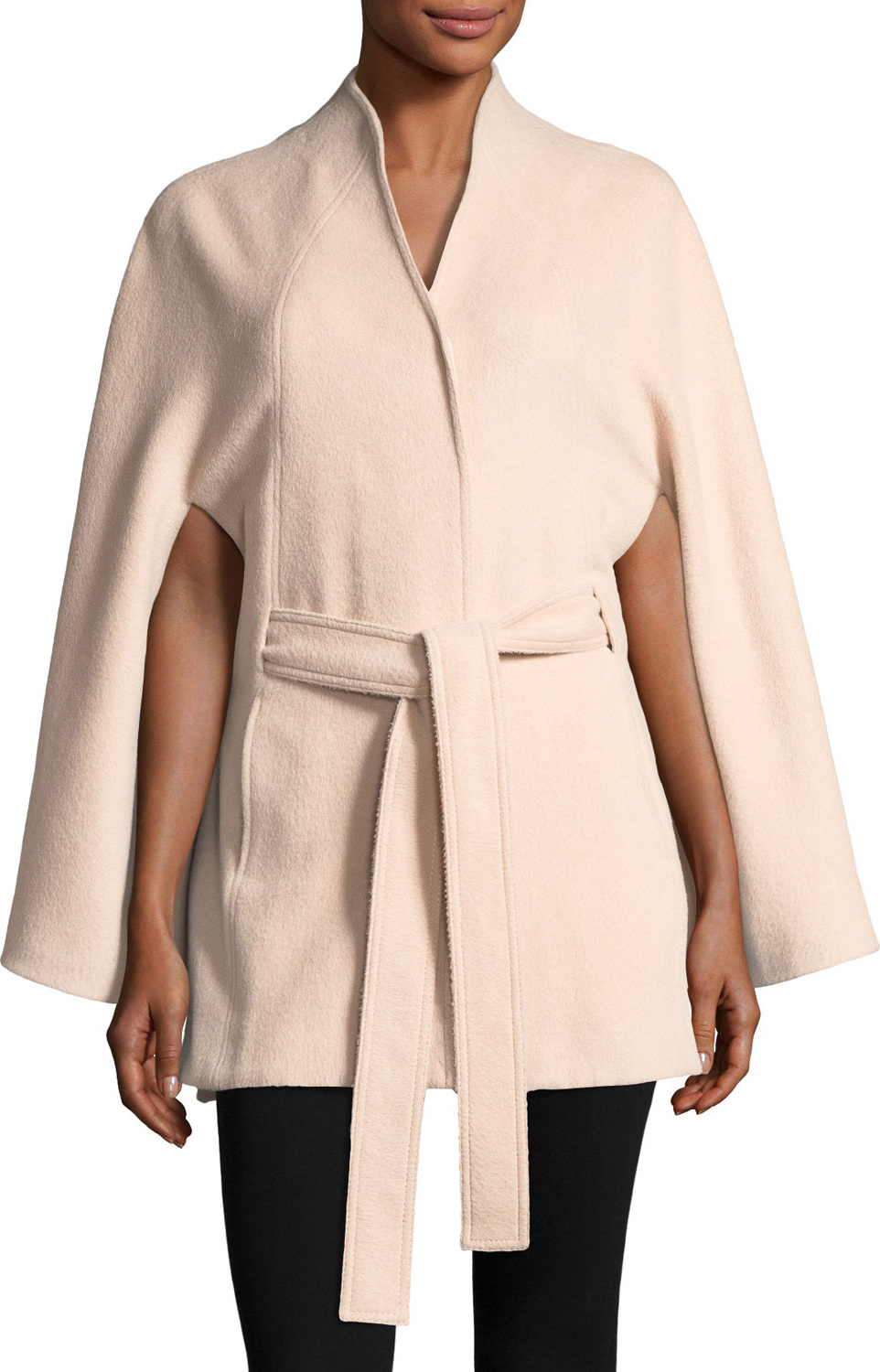 Sentaler Suri Alpaca Stand-Collar Button-Front Belted Cape, One Size