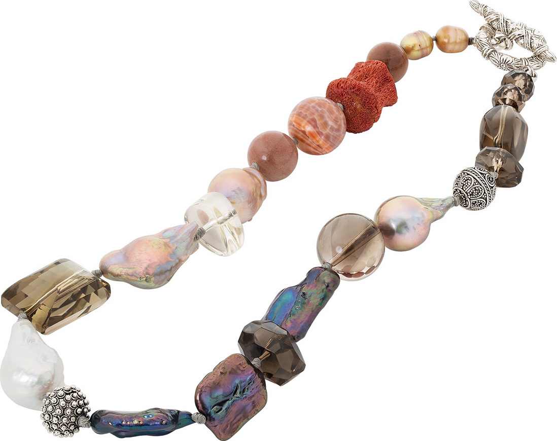 Stephen Dweck Multicolor Stone & Pearl Necklace