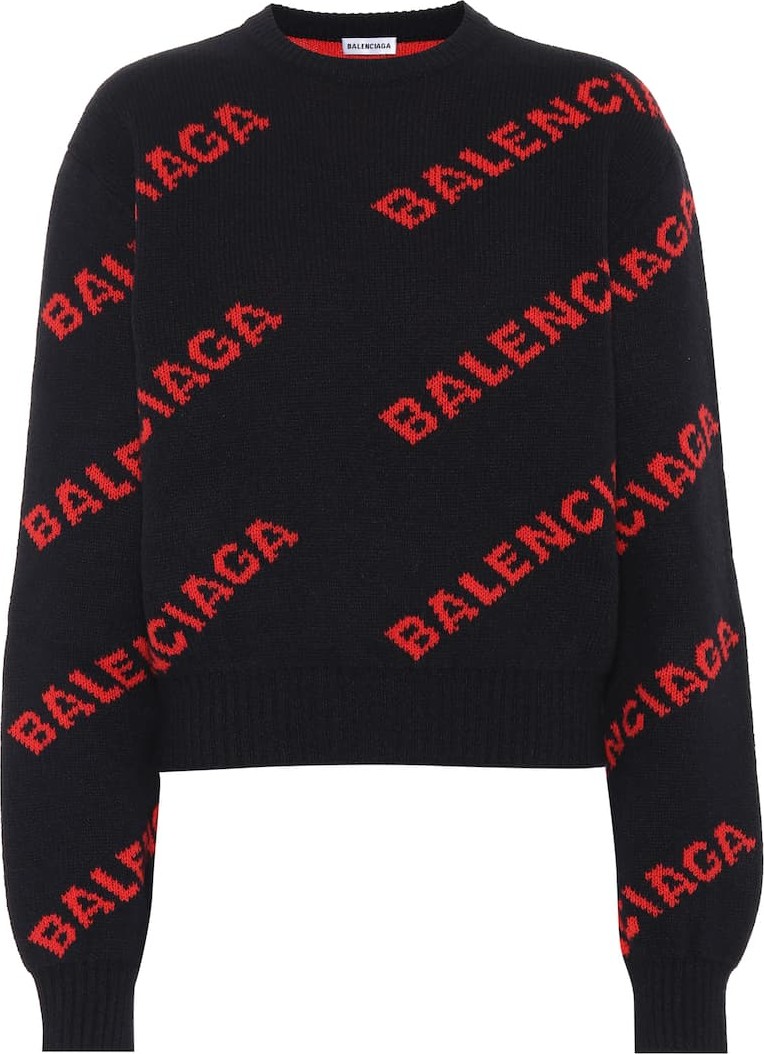 Balenciaga Logo intarsia wool-blend sweater