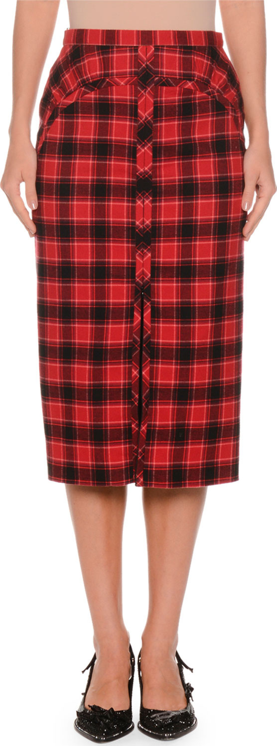 Nº21 A-Line Checkered Midi Skirt