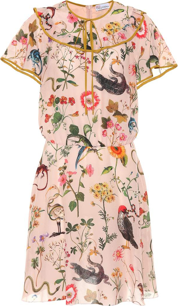 RED Valentino Floral-printed silk minidress
