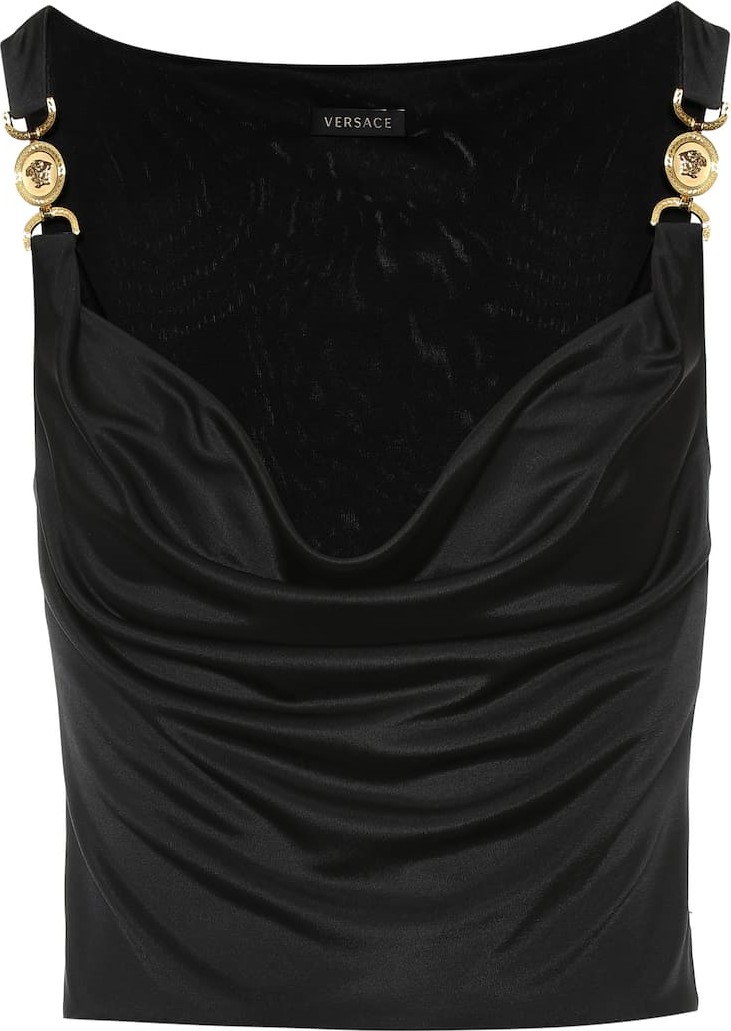 Versace Embellished satin crop top