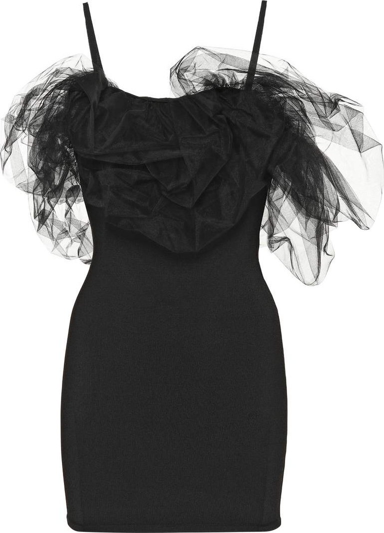 Alexandre Vauthier Tulle-trimmed jersey minidress