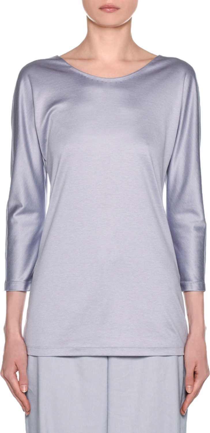 Giorgio Armani Silk-Cotton Knit Long-Sleeve Tunic