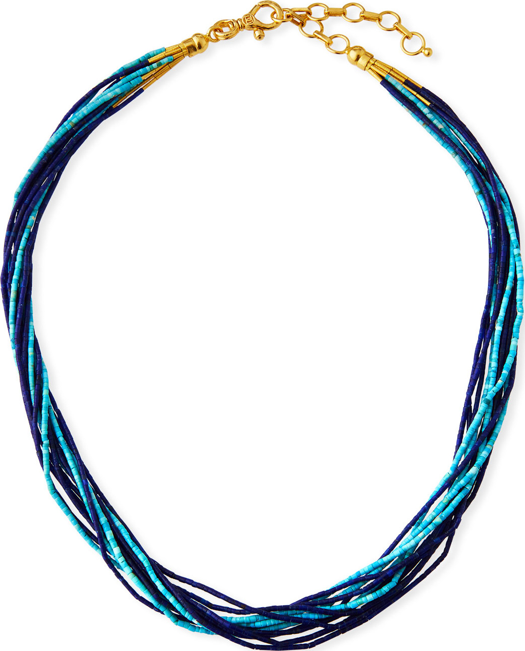 GURHAN 24k Delicate Waterfall Turquoise & Lapis Necklace