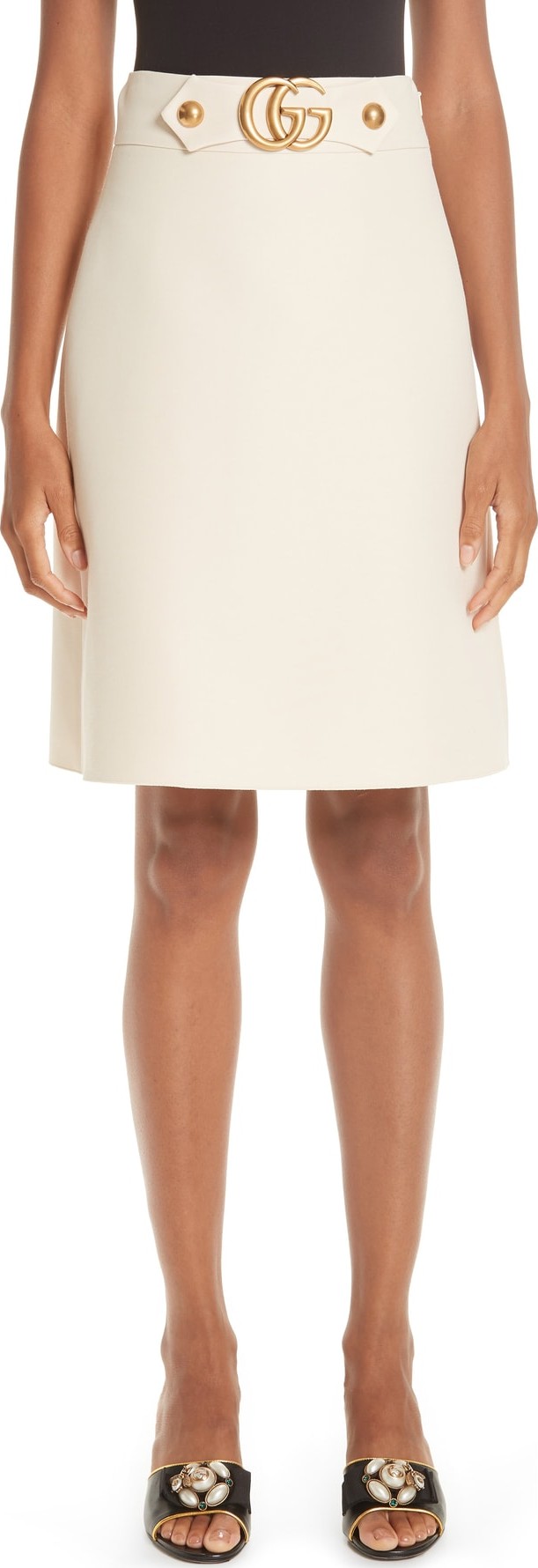 Gucci Marmont Wool & Silk Cady Crepe A-Line Skirt