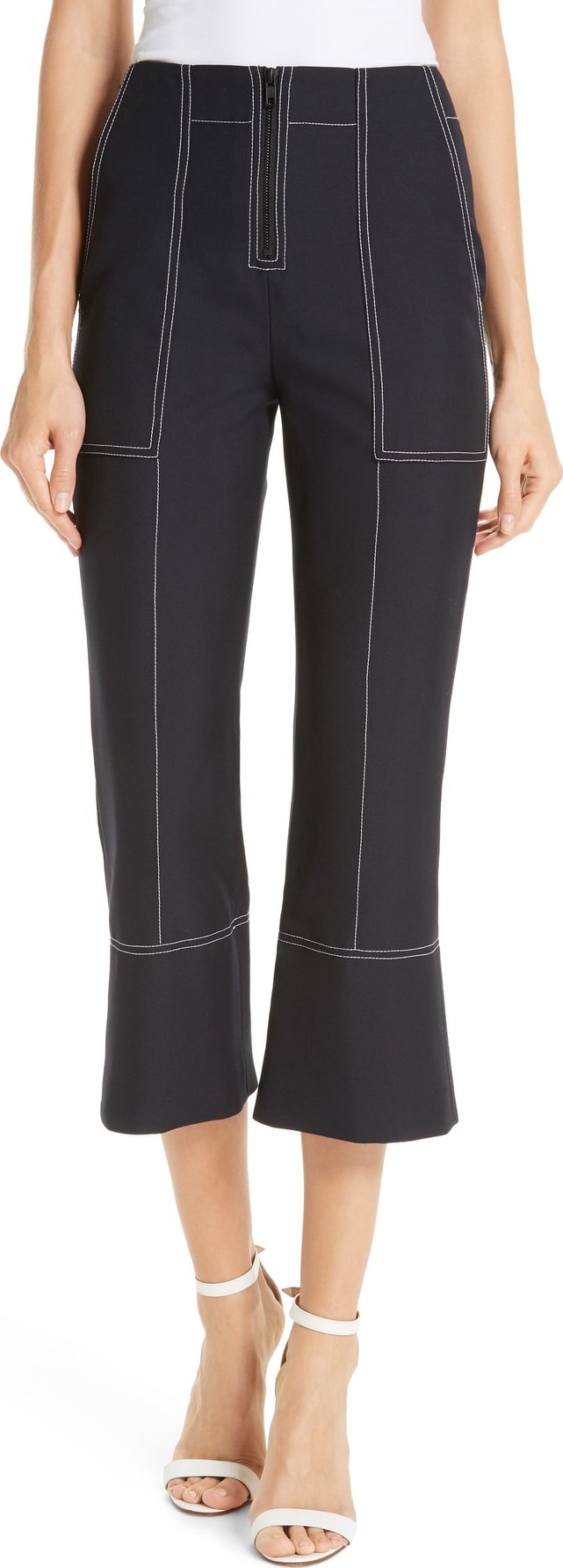 KENZO Contrast Stitch Crop Flare Pants