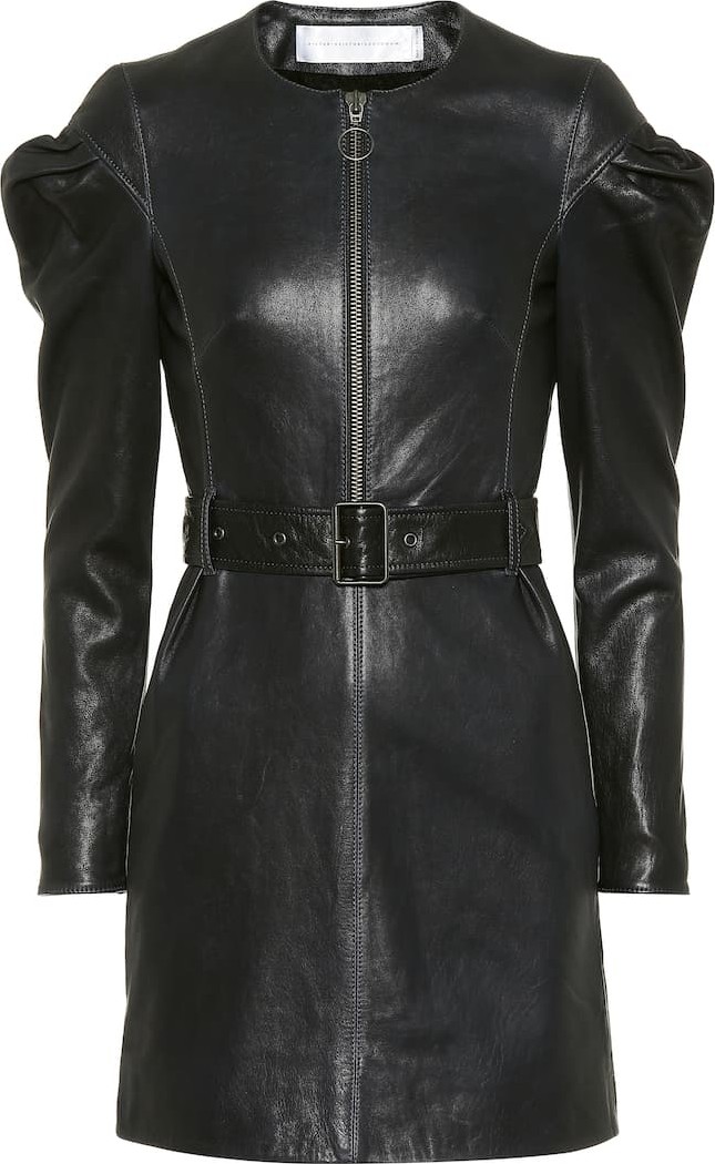 VICTORIA, VICTORIA BECKHAM Belted leather dress