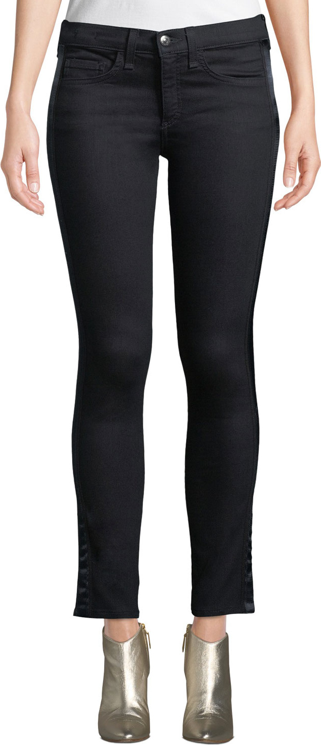 Veronica Beard Brooke 8.5" Rise Skinny Jeans w/ Tuxedo Stripes