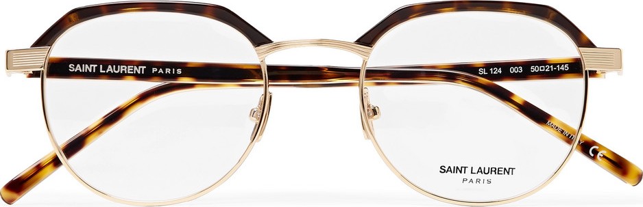 Saint Laurent Round-Frame Tortoiseshell Acetate and Gold-Tone Optical Glasses