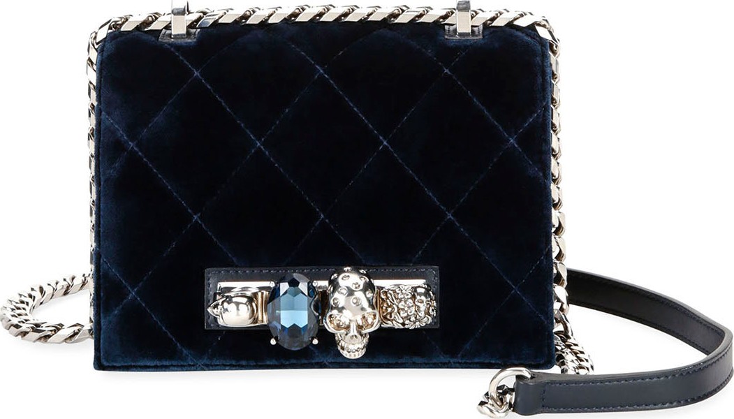 Alexander McQueen Jeweled Velvet Satchel Bag