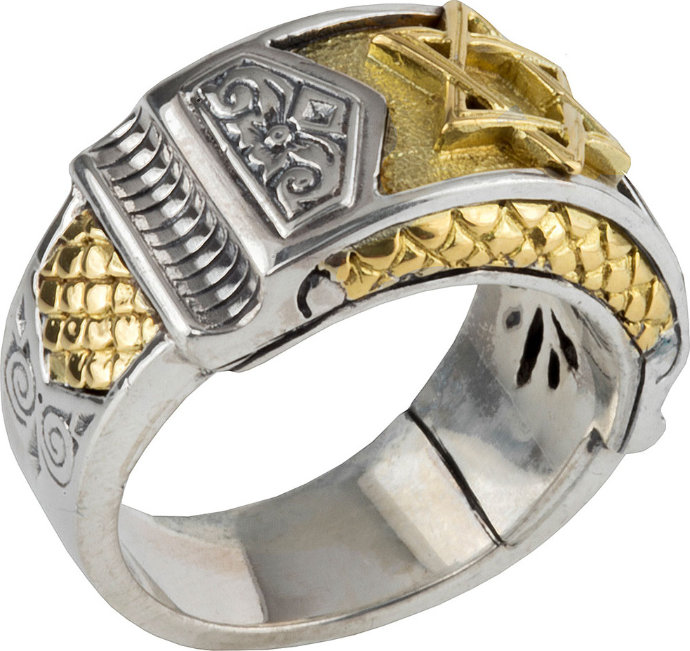 Konstantino Men's Sterling Silver & Gold Star of David Ring