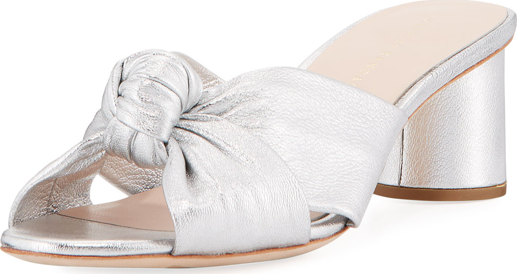 Loeffler Randall Celeste Metallic Leather Block-Heel Slide Sandal