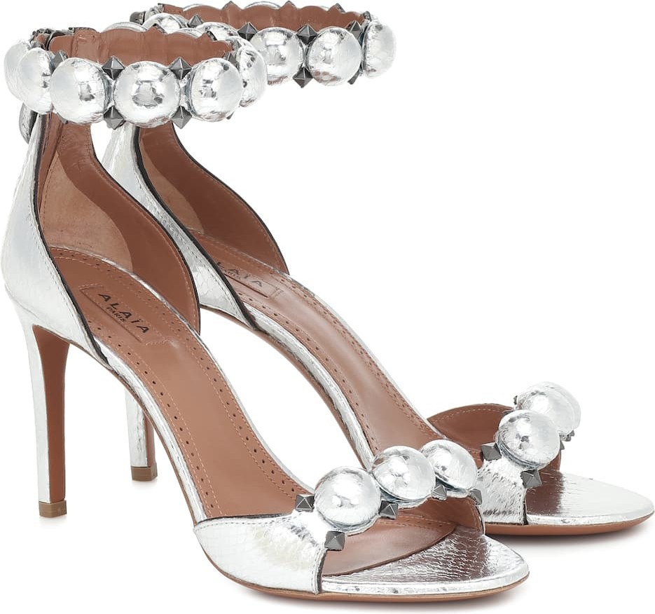 Alaïa Bombe embellished snakeskin sandals