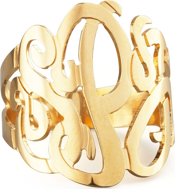 Jennifer Zeuner Jewelry Three-Initial Monogram Ring
