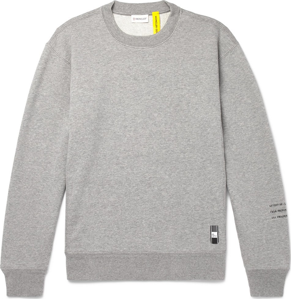 Moncler Genius 7 Moncler Fragment Logo-Embroidered Mélange Loopback Cotton-Jersey Sweatshirt