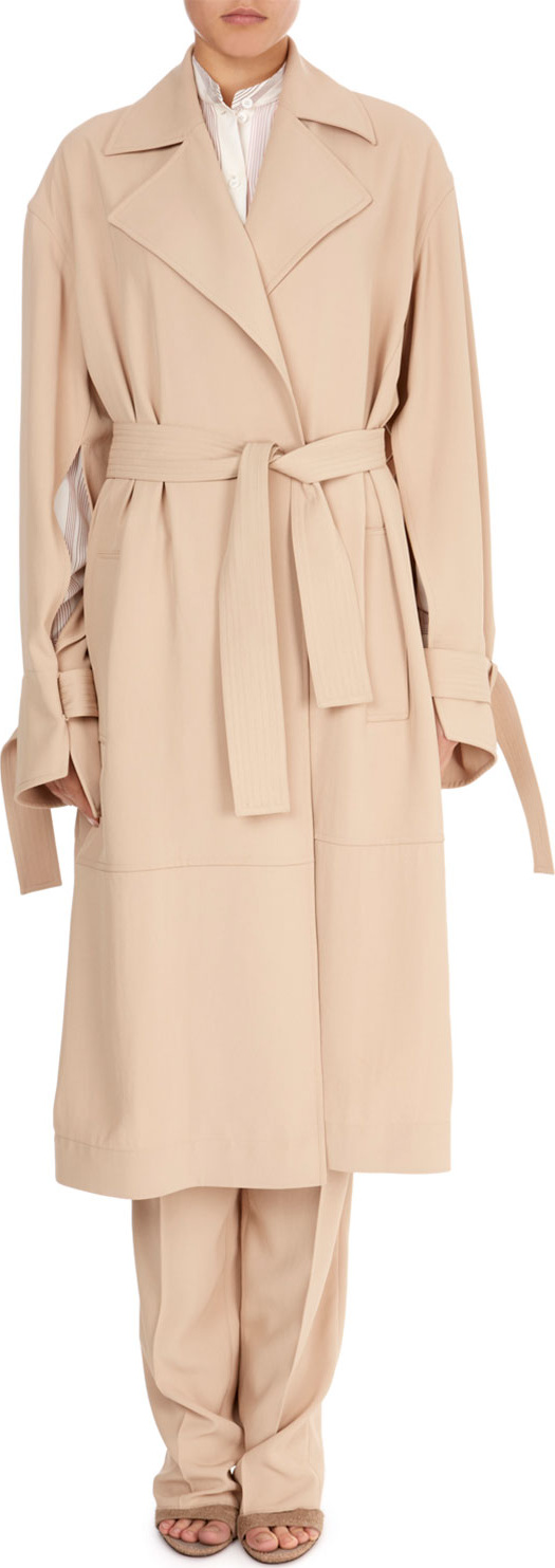 Victoria Beckham Notched-Collar Belted Wrap Trench Coat