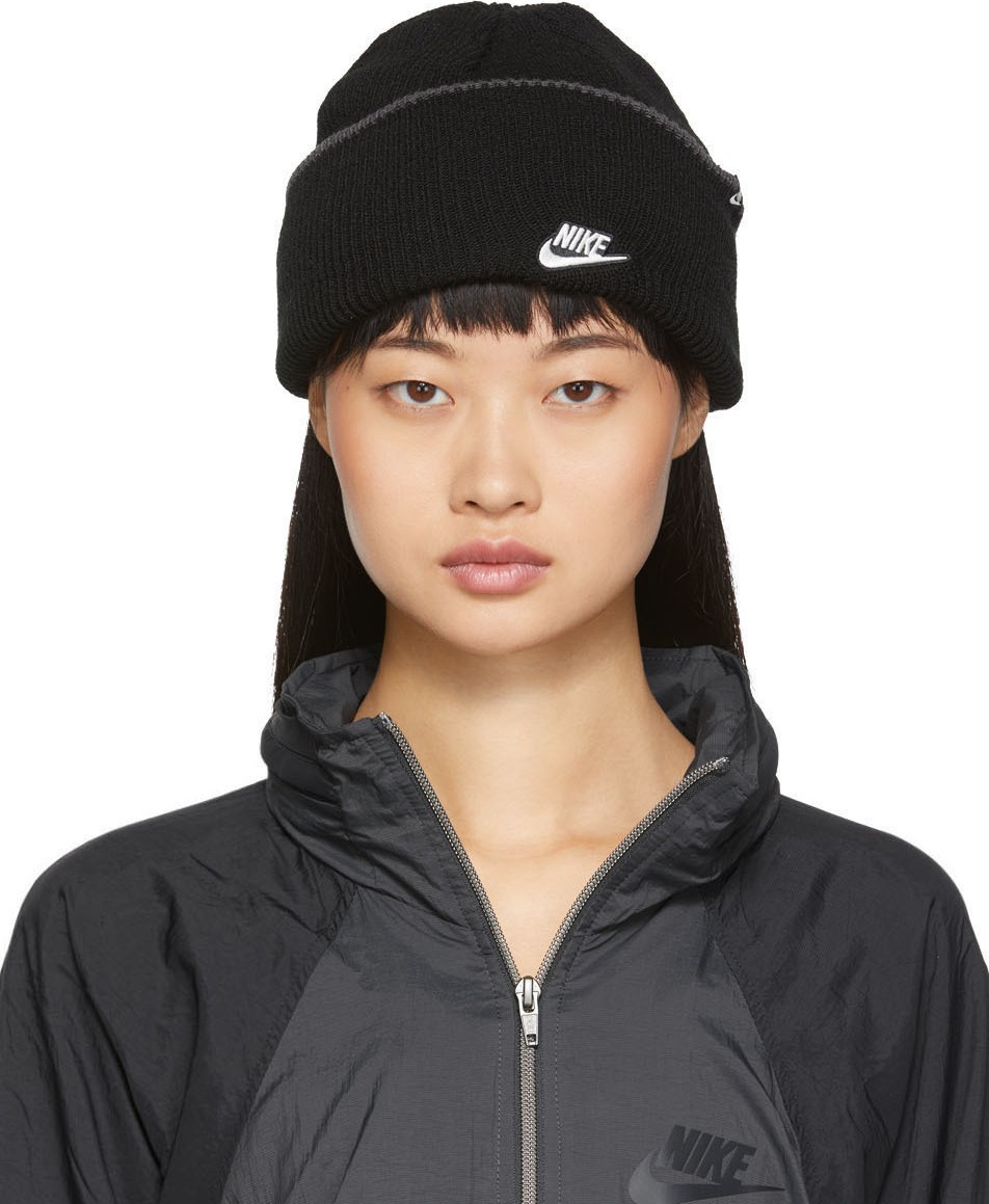 Nike Black Embroidered Logo Futura Beanie