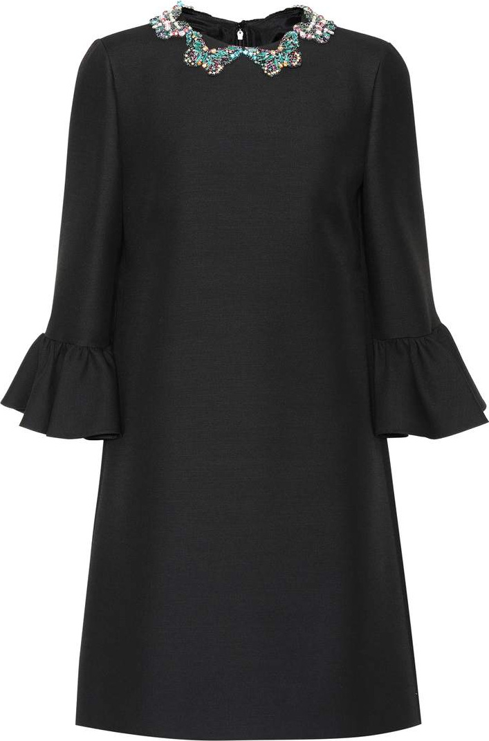 Valentino Embellished wool and silk minidress