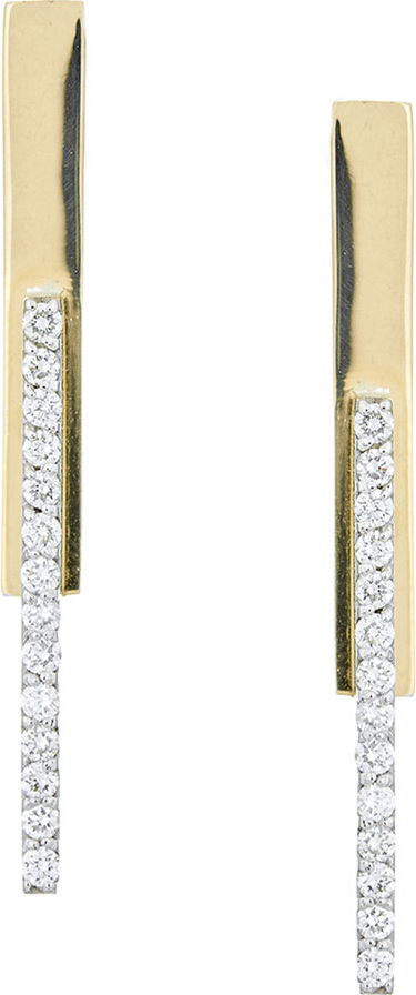 Lana 14k Gold Short Stacked Bar Earrings w/ Diamonds