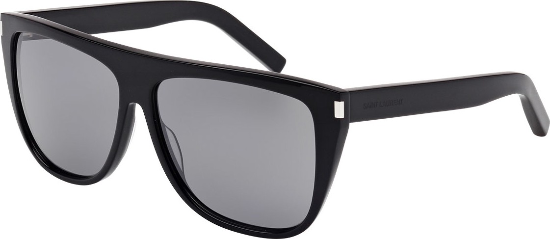 Saint Laurent Mirrored Flat-Top Sunglasses, Black