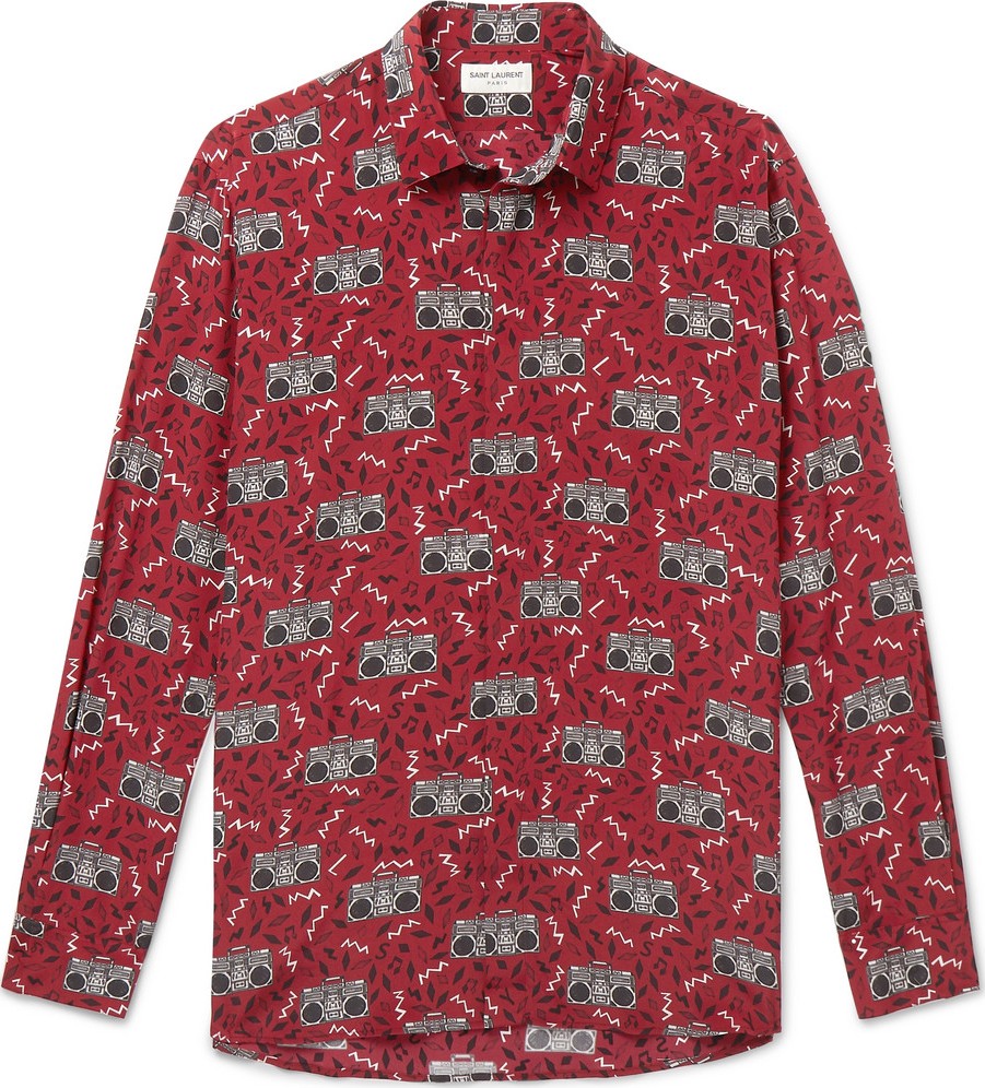 Saint Laurent Printed Silk Crepe de Chine Shirt