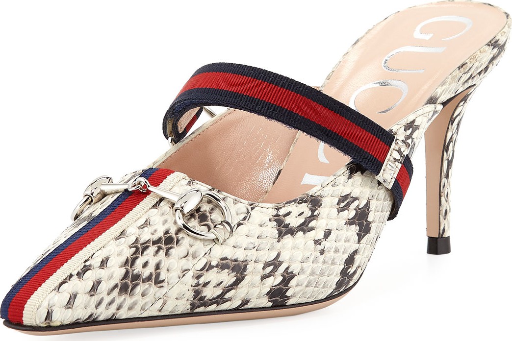 Gucci Emma Snakeskin Slide Mules