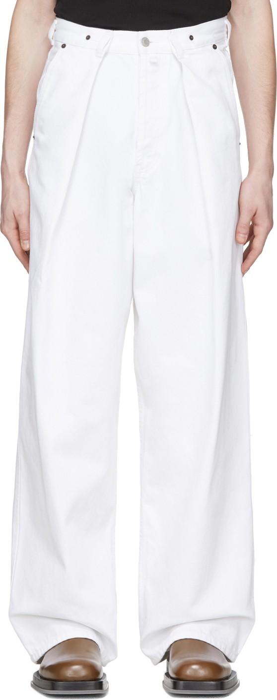Dries Van Noten White Denim Wide-Leg Jeans