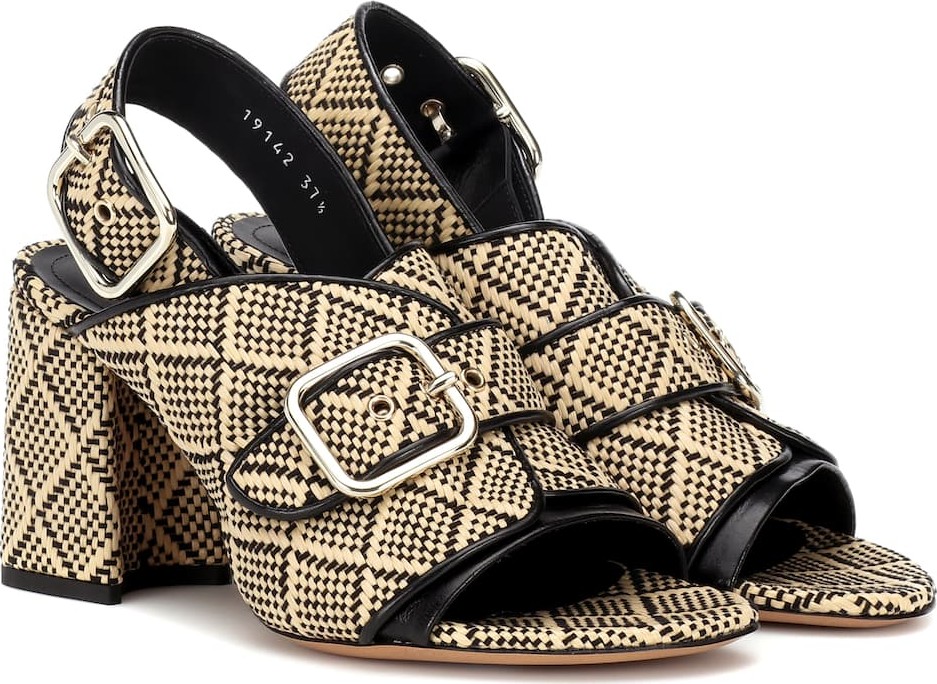 Dries Van Noten Raffia leather-trimmed sandals