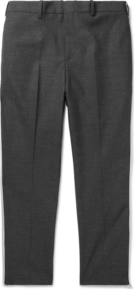 Neil Barrett Slim-Fit Tapered Cropped Striped Woven Trousers