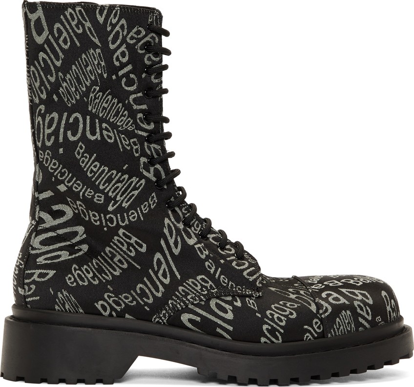 Balenciaga Black Logo Wave Boots