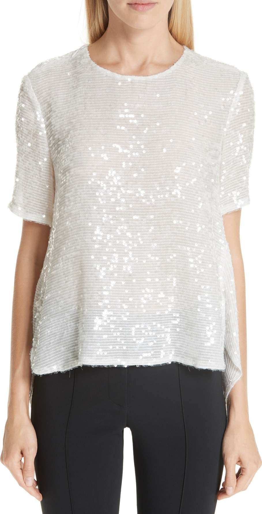 Adam Lippes Open Back Sequin Embroidered Blouse